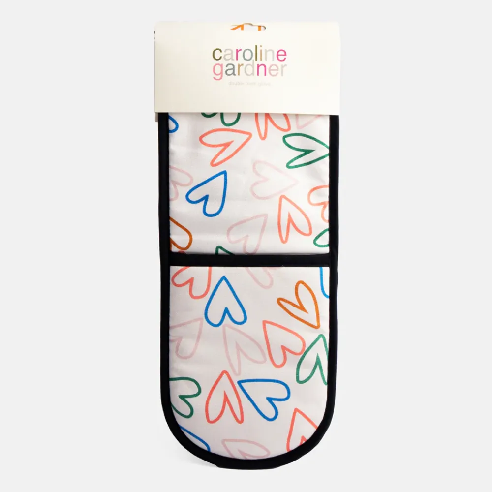 Multi Outline Hearts Double Oven Glove>Caroline Gardner Best