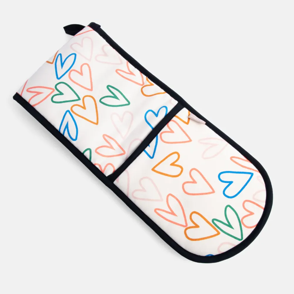 Multi Outline Hearts Double Oven Glove>Caroline Gardner Best