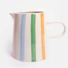 Multi Stripe Hand Painted Stoneware Jug>Caroline Gardner Best