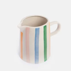 Multi Stripe Hand Painted Stoneware Jug>Caroline Gardner Best