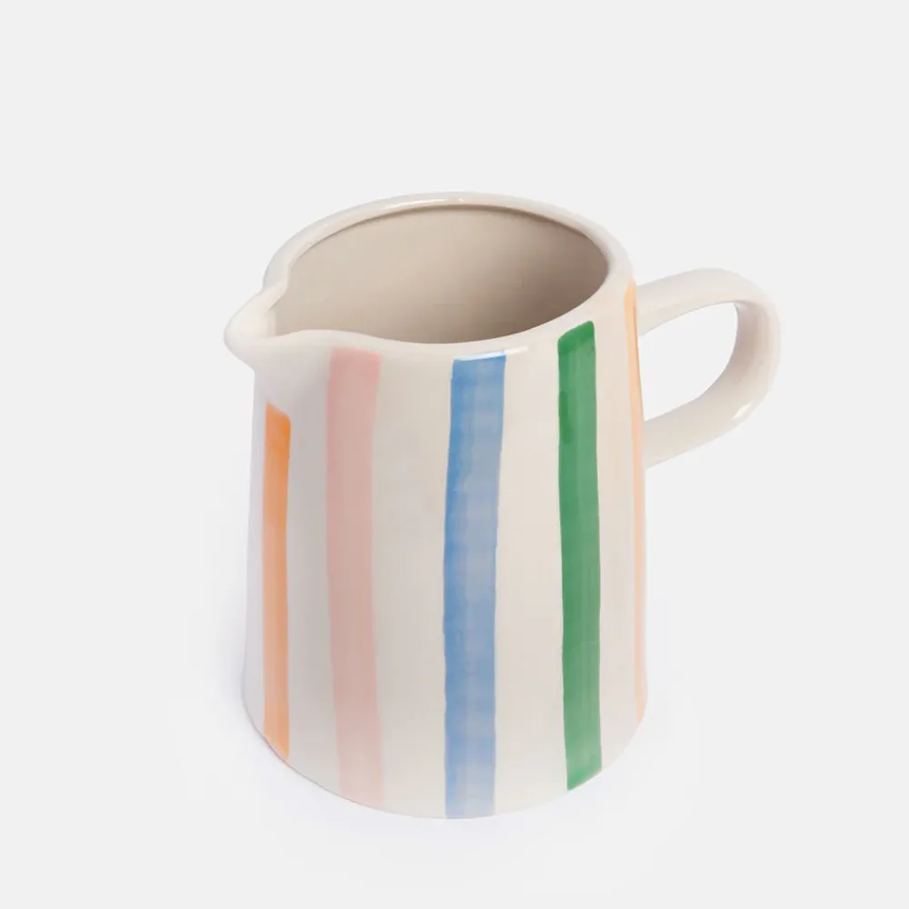Multi Stripe Hand Painted Stoneware Jug>Caroline Gardner Best