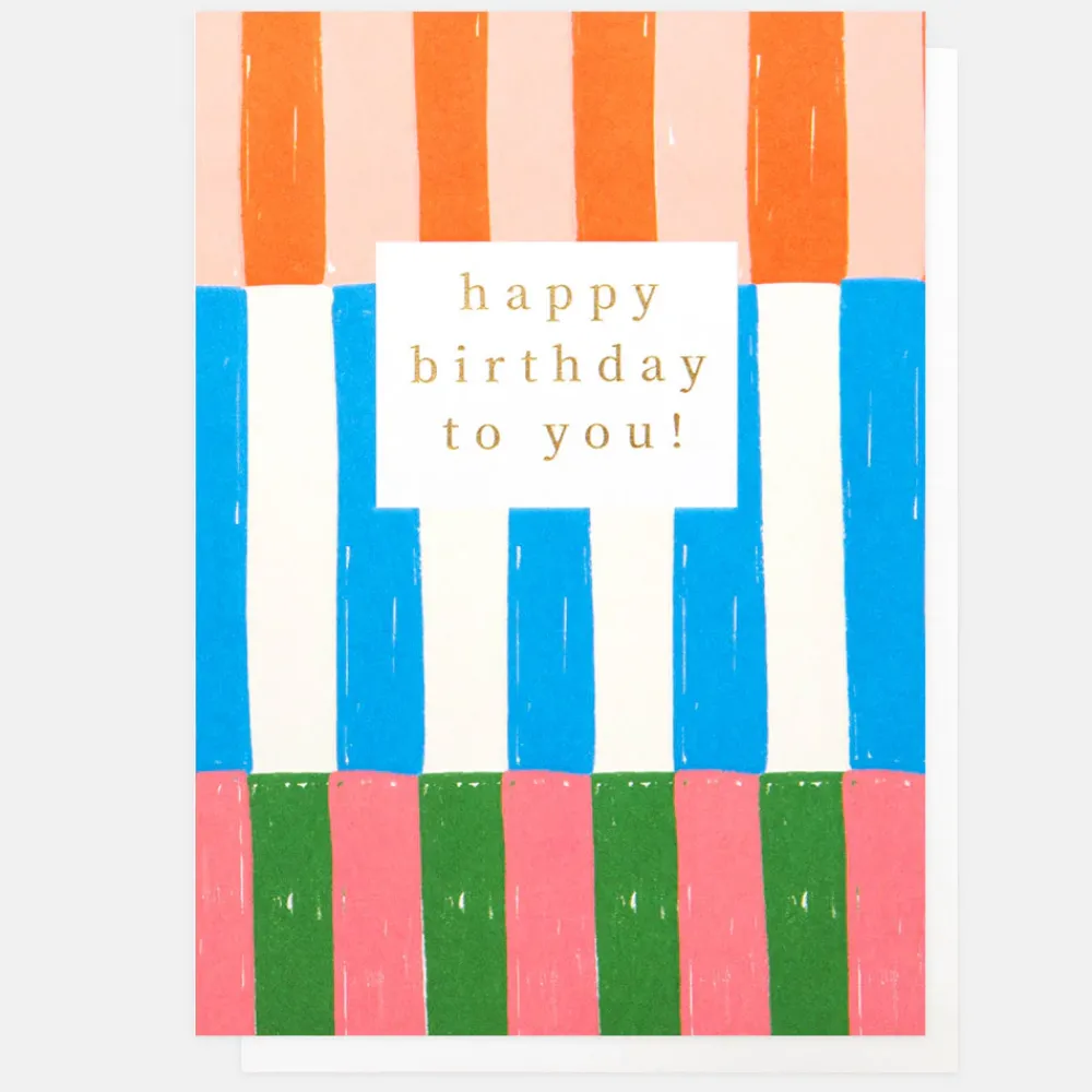 Multi Stripe Happy Birthday To You Card>Caroline Gardner Hot