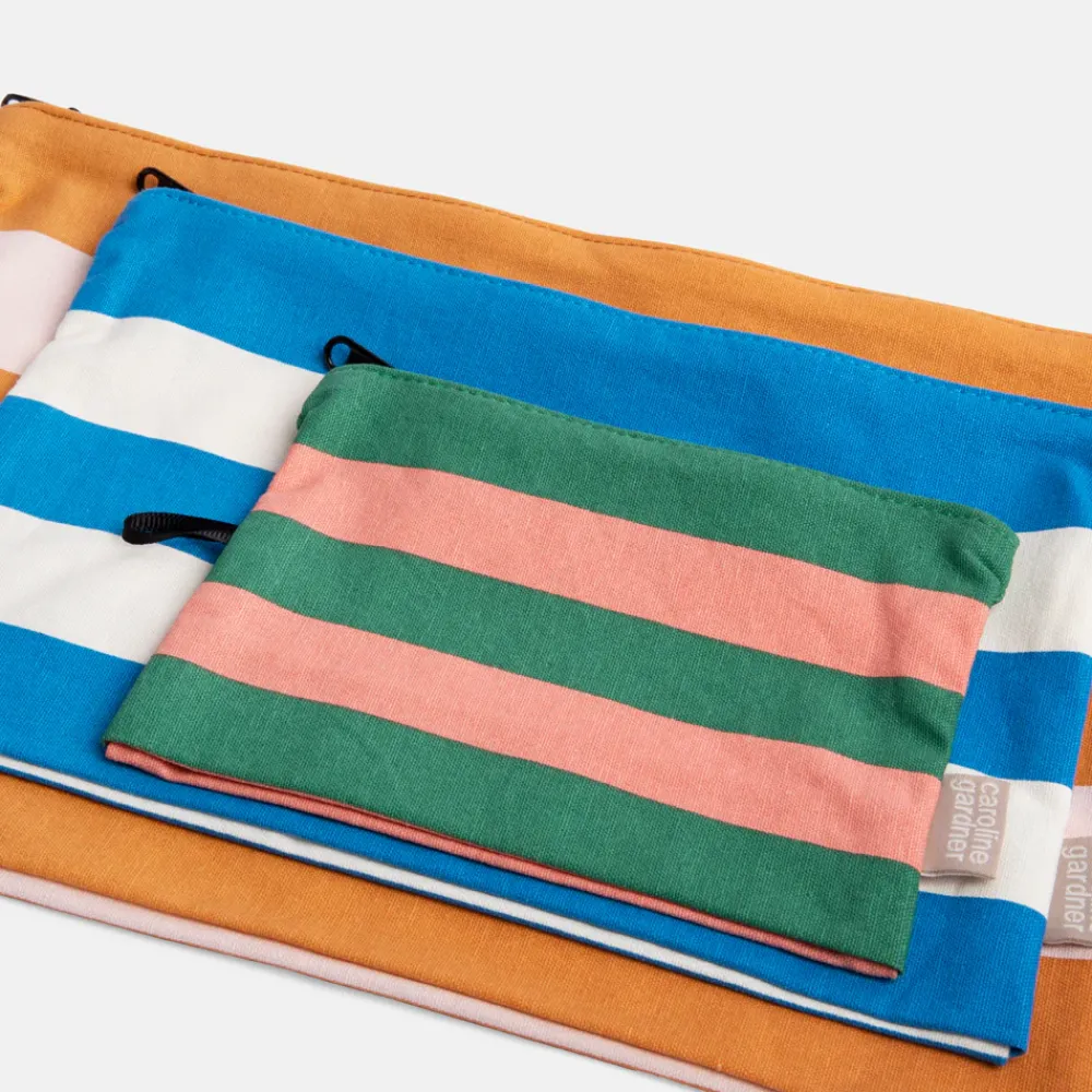 Multi Stripe Set of 3 Travel Pouches>Caroline Gardner Discount