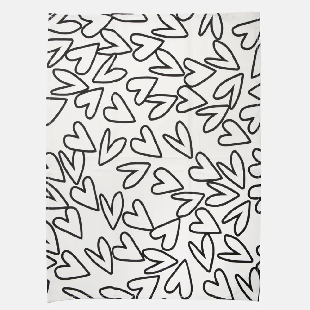 Multi Stripe/Mono Outline Hearts Set of 2 Tea Towels>Caroline Gardner Clearance