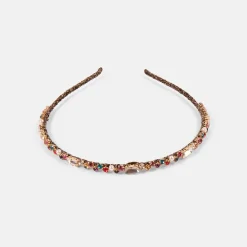Multicolour Crystal Thin Headband>Caroline Gardner Online