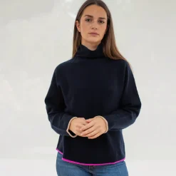 Navy Blue Pure Cashmere Jumper>Caroline Gardner Store