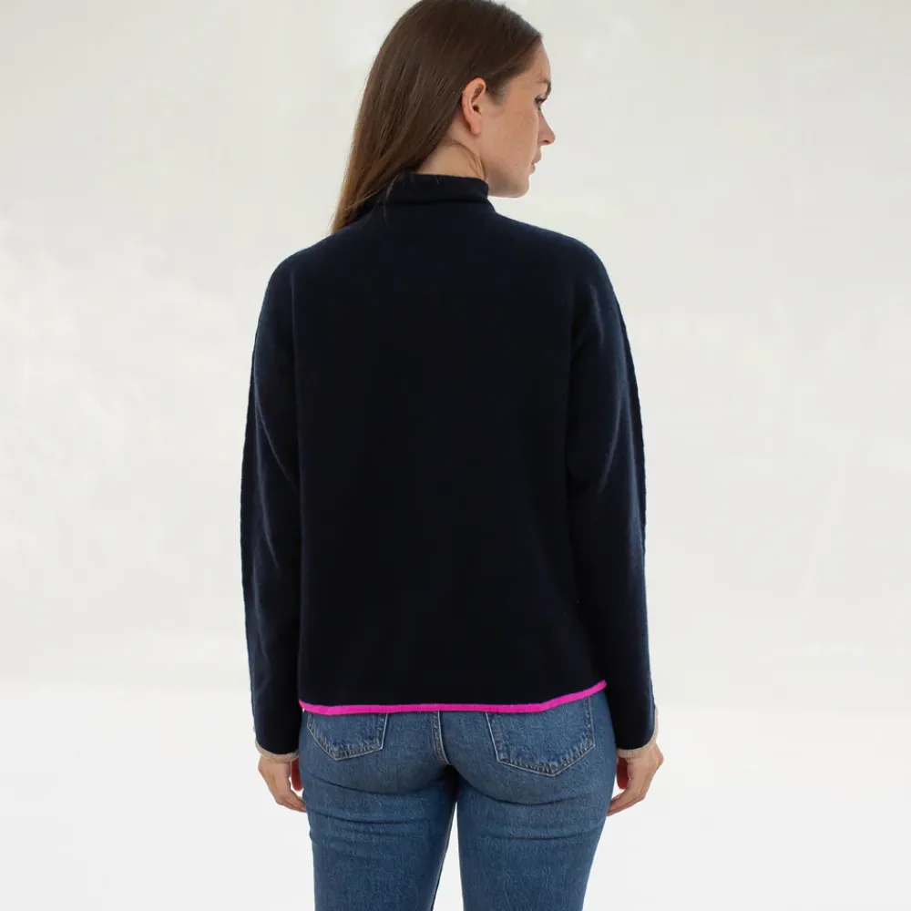 Navy Blue Pure Cashmere Jumper>Caroline Gardner Store