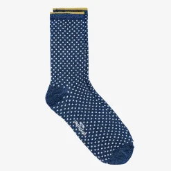Navy Blue Small Dot Sparkle Socks><noscript><img width=