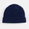 Navy Cashmere Swirl Rib Beanie Hat>Caroline Gardner Hot