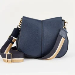 Navy Leather Helena Saddle Bag>Caroline Gardner Online