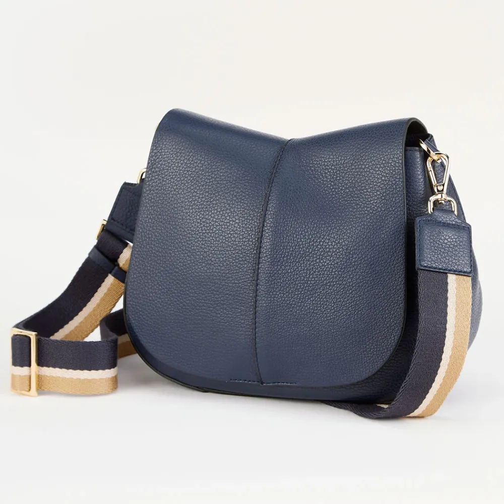 Navy Leather Helena Saddle Bag>Caroline Gardner Online