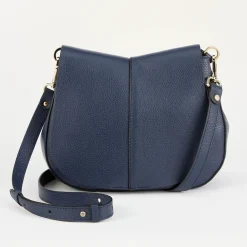 Navy Leather Helena Saddle Bag><noscript><img width=