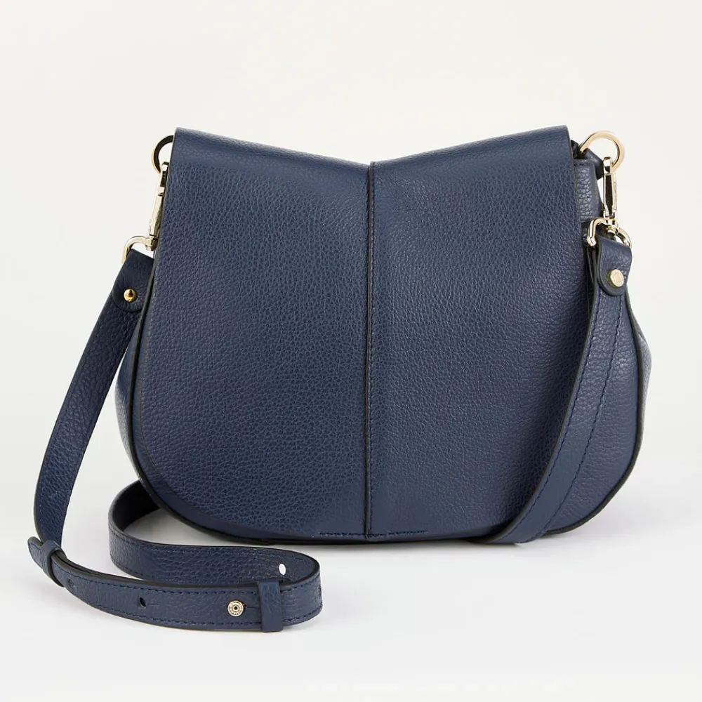 Navy Leather Helena Saddle Bag>Caroline Gardner Online