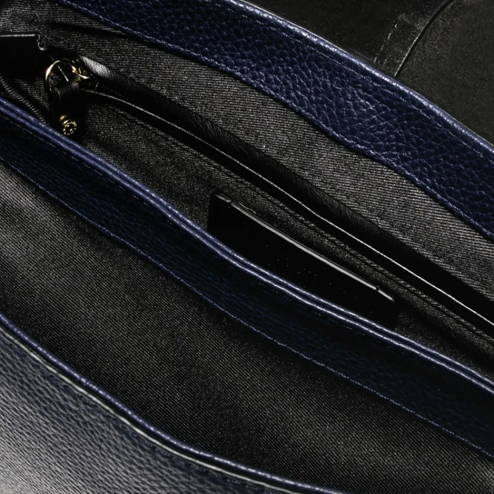 Navy Leather Helena Saddle Bag>Caroline Gardner Online