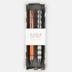 Orange & Pink/Green Wave Stripe Pen Set of 2>Caroline Gardner Flash Sale