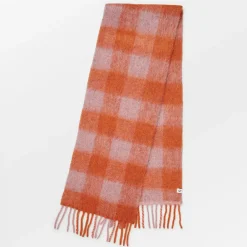 Orange Check Mincho Wool Mix Scarf>Caroline Gardner Online