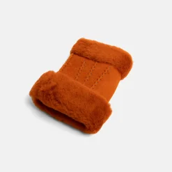Orange Shearling Wrist Warmers><noscript><img width=