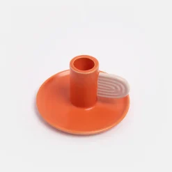 Orange/Pink Hand Painted Stoneware Candle Holder>Caroline Gardner Best Sale