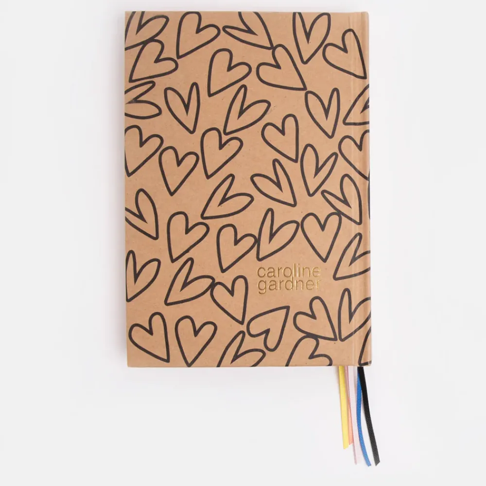Outline Hearts Kraft Hardback Notebook>Caroline Gardner Shop