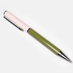 Pale Pink/Khaki Colourblock Boxed Pen>Caroline Gardner Best
