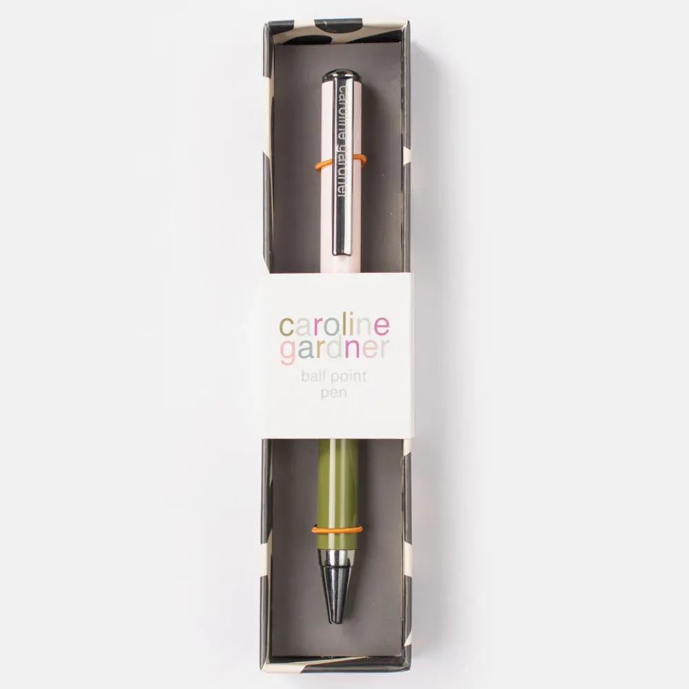 Pale Pink/Khaki Colourblock Boxed Pen>Caroline Gardner Best