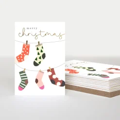 Patterned Socks Small Christmas Card Pack of 10>Caroline Gardner Cheap