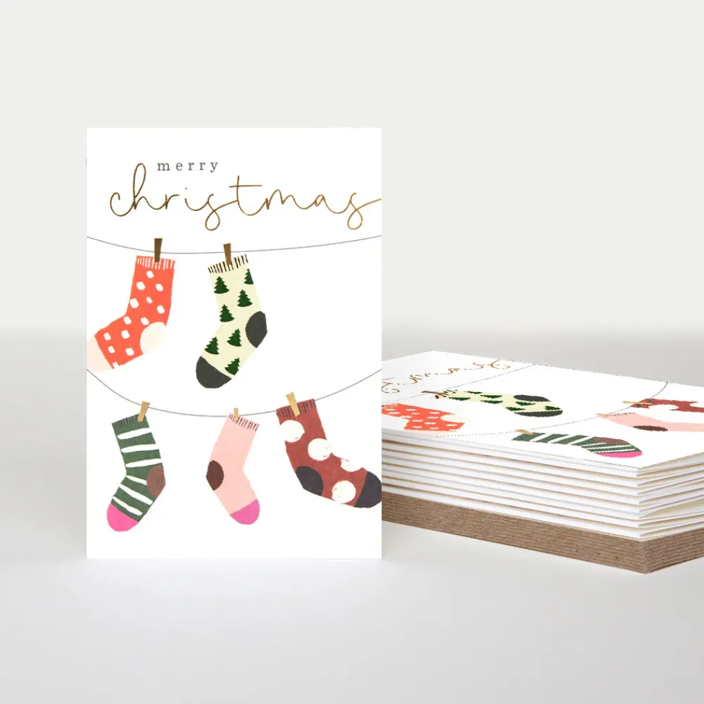 Patterned Socks Small Christmas Card Pack of 10>Caroline Gardner Cheap