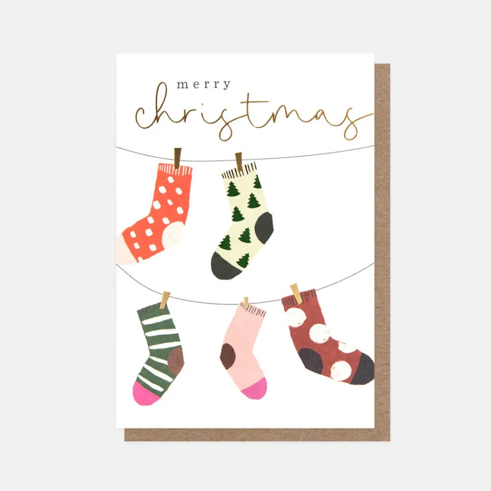 Patterned Socks Small Christmas Card Pack of 10>Caroline Gardner Cheap