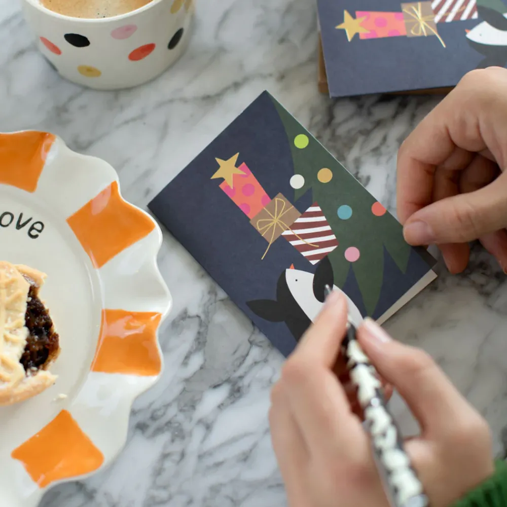 Penguin & Presents Small Christmas Card Pack of 10>Caroline Gardner Clearance