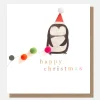 Penguin In Hat Mini Poms Christmas Card>Caroline Gardner Clearance
