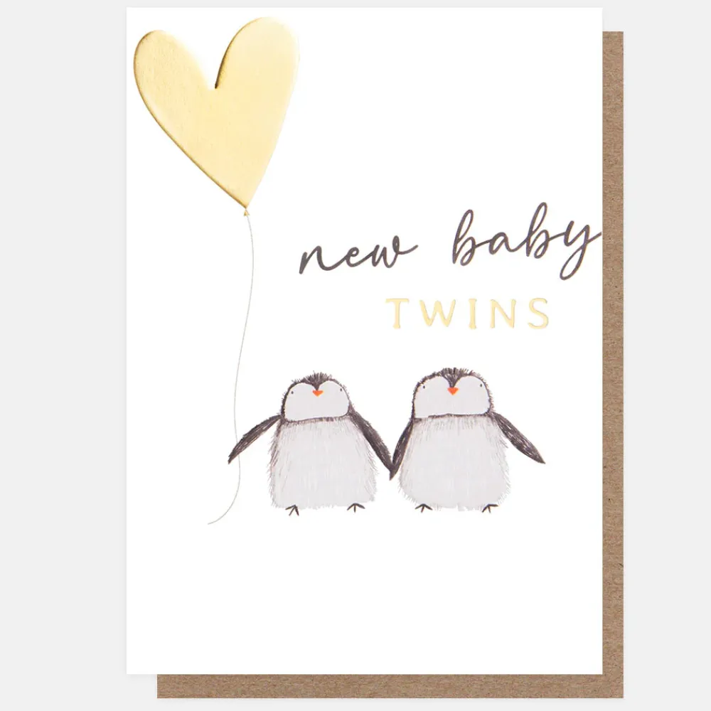 Penguins & Balloon New Baby Twins Card>Caroline Gardner Hot