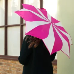 Pink & Cream Swirl Folding Umbrella>Caroline Gardner Shop