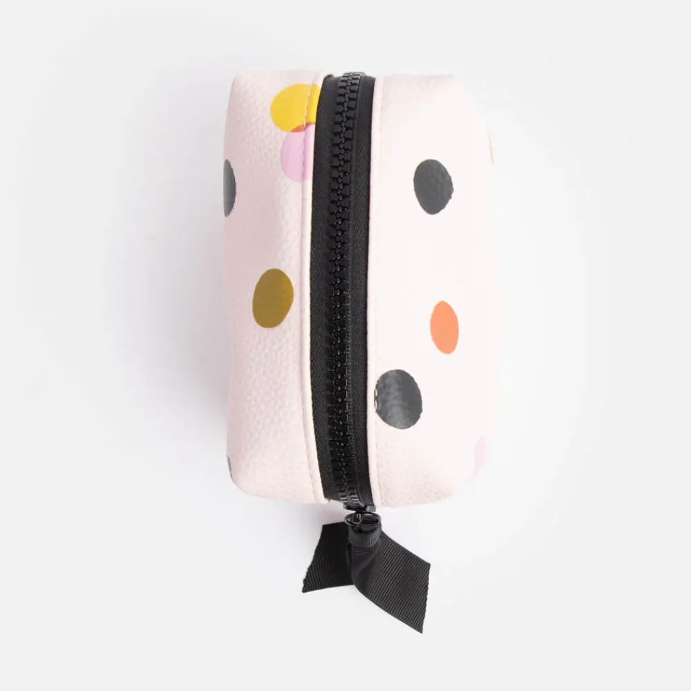 Pink Dotty Mini Cube Cosmetic Bag>Caroline Gardner Fashion