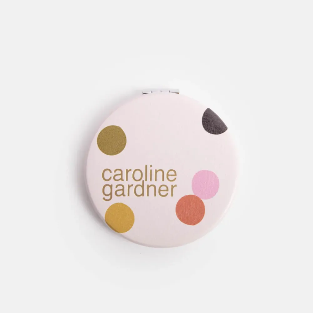 Pink Dotty Round Pocket Mirror>Caroline Gardner Online