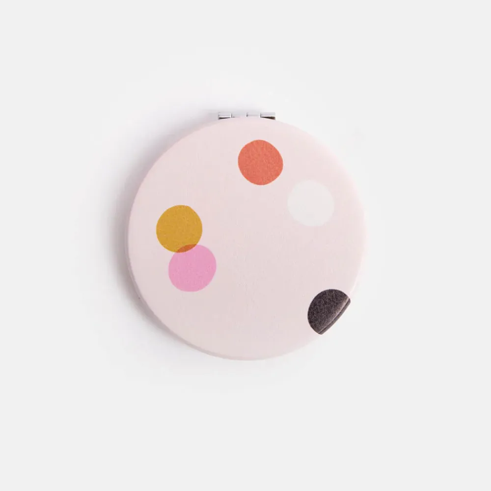 Pink Dotty Round Pocket Mirror>Caroline Gardner Online