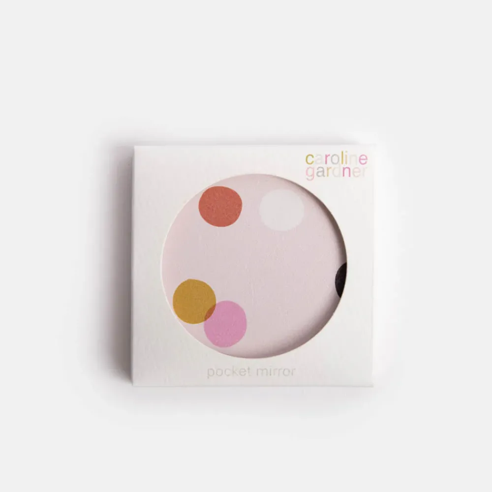 Pink Dotty Round Pocket Mirror>Caroline Gardner Online