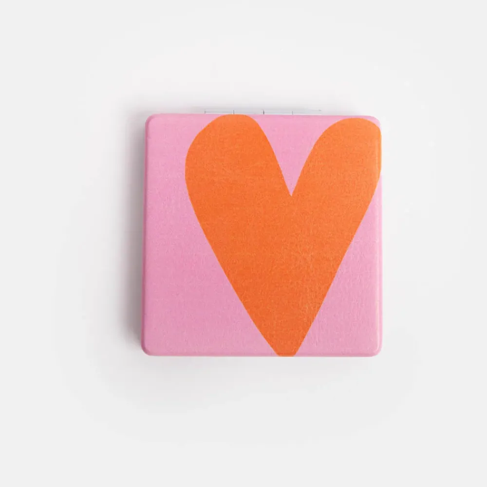 Pink Heart Square Pocket Mirror>Caroline Gardner Fashion
