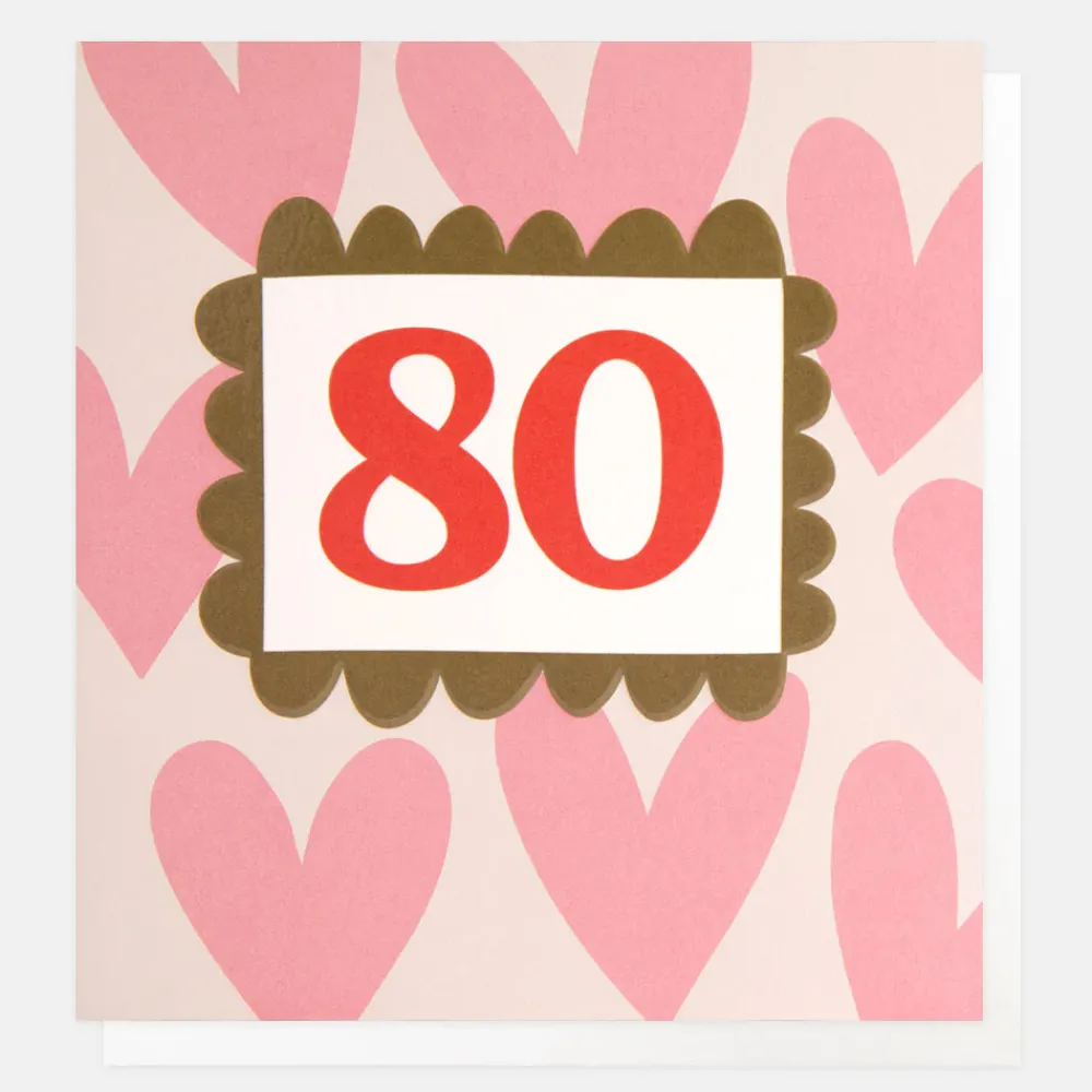 Pink Hearts 80th Birthday Card>Caroline Gardner Outlet