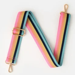 Pink Rainbow Multi Stripe Webbing Handbag Strap>Caroline Gardner Sale