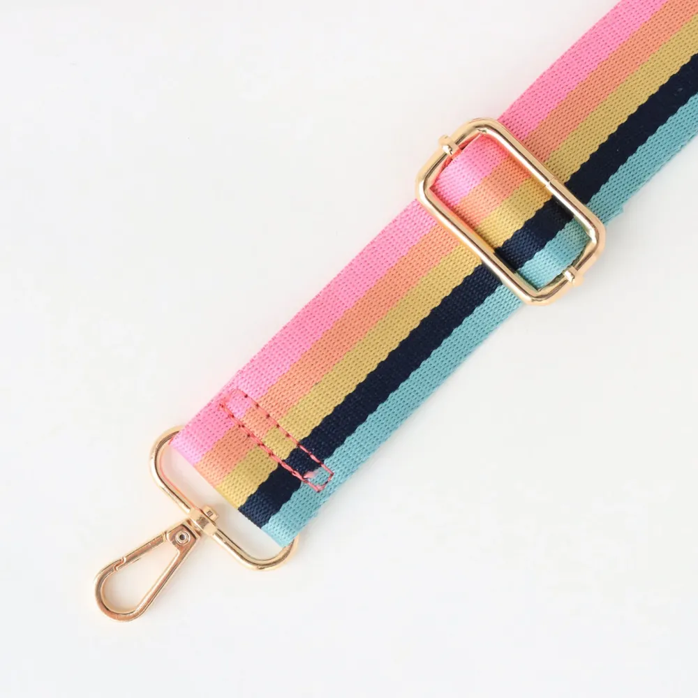 Pink Rainbow Multi Stripe Webbing Handbag Strap>Caroline Gardner Sale
