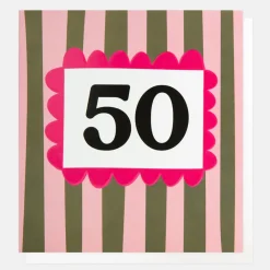 Pink/Khaki Stripe 50th Birthday Card>Caroline Gardner Cheap