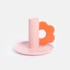 Pink/Red Flower Stoneware Candle Holder>Caroline Gardner Best