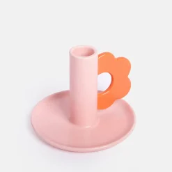 Pink/Red Flower Stoneware Candle Holder>Caroline Gardner Best
