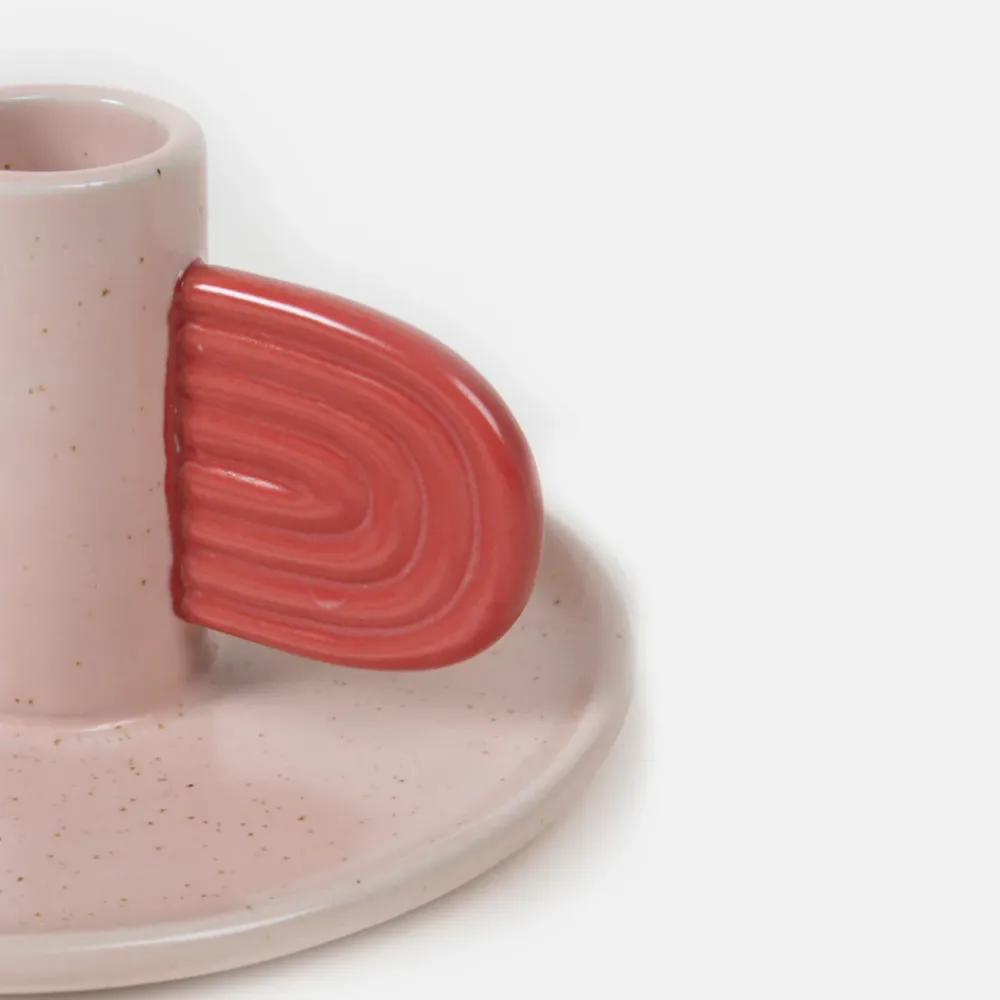 Pink/Red Hand Painted Stoneware Candle Holder>Caroline Gardner Flash Sale
