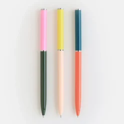 Pink/Yellow/Orange Pen Set Of 3><noscript><img width=