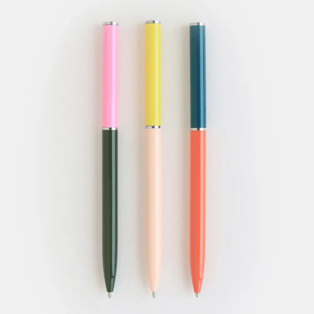 Pink/Yellow/Orange Pen Set Of 3>Caroline Gardner Store