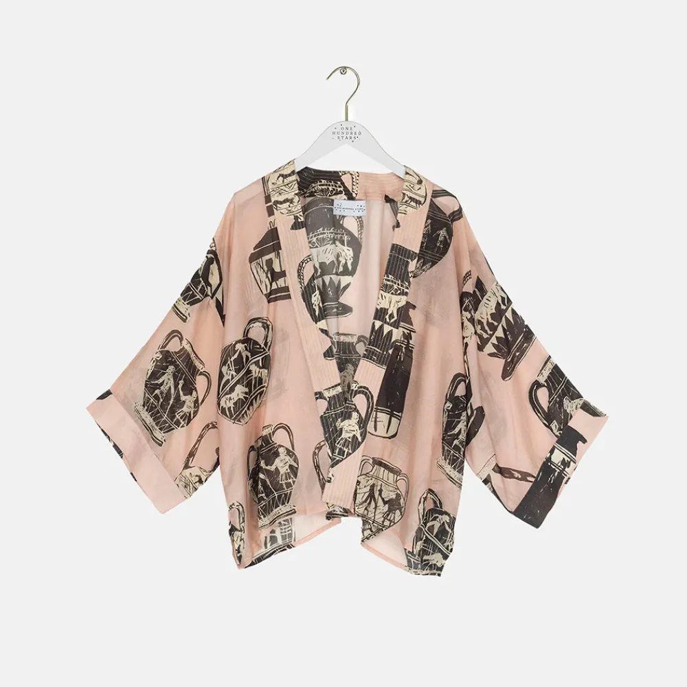 Plaster Pink Pots Short Kimono>Caroline Gardner Clearance