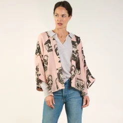 Plaster Pink Pots Short Kimono>Caroline Gardner Clearance