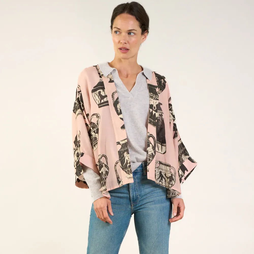 Plaster Pink Pots Short Kimono>Caroline Gardner Clearance