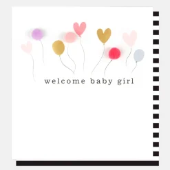 Pom Pom Balloons New Baby Girl Card>Caroline Gardner Clearance